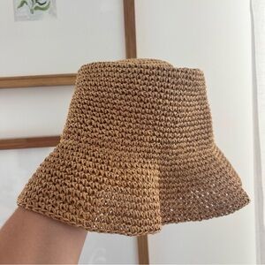 Madewell Woven Straw Bucket Hat in Brown